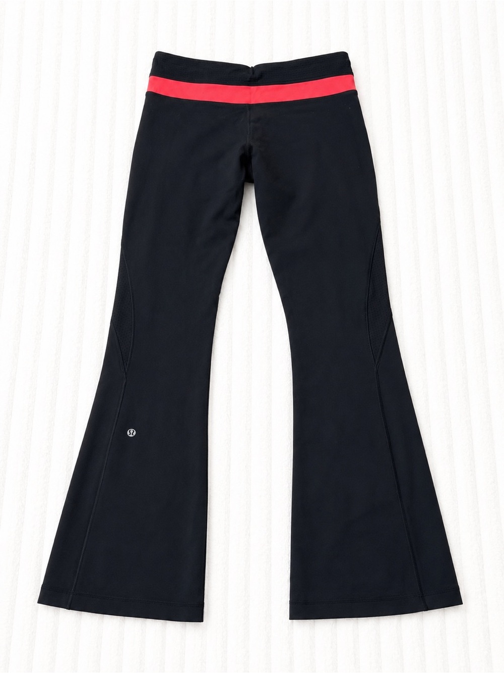lululemon athletica Black Flared Leggings with Orange Waistband